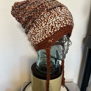 Handmade Brown and Cream Crochet Beanie
